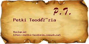 Petki Teodózia névjegykártya